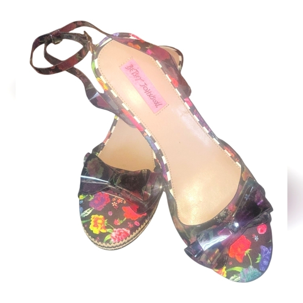 Betsy Johnson Elektra Floral Wedge Espadrille BowWomen's Sandals Sz 9 - Picture 5 of 8